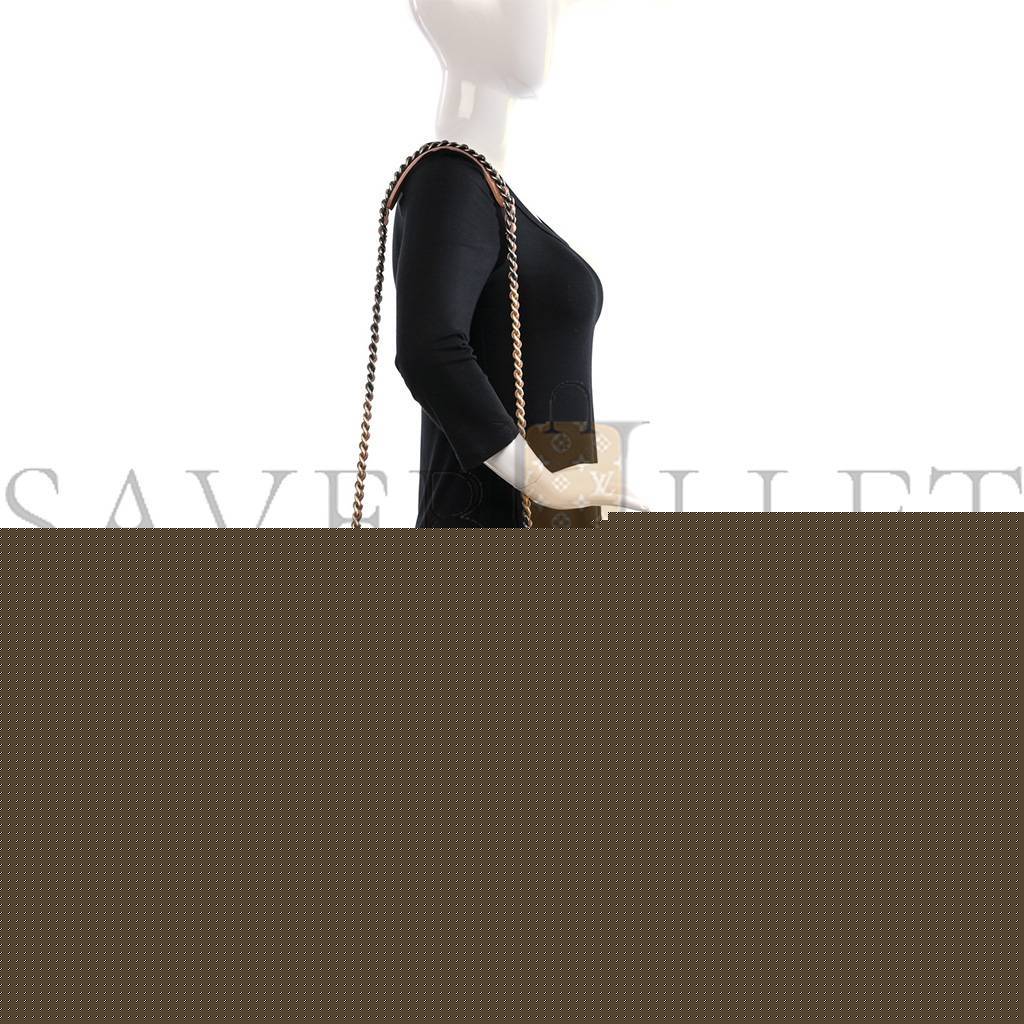 Ch*el master lambskin quilted medium Ch*el 19 flap brown as1160 (26*16*9cm)